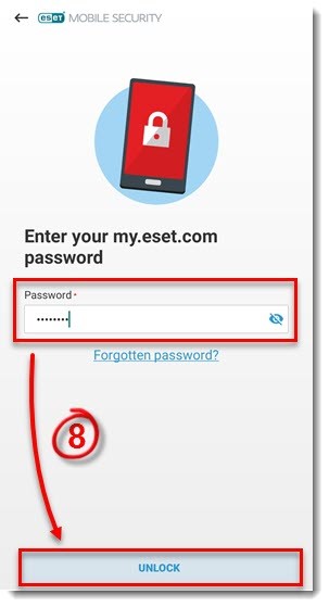 ریست کردن رمز فراموش شده ESET mobile Secuirty