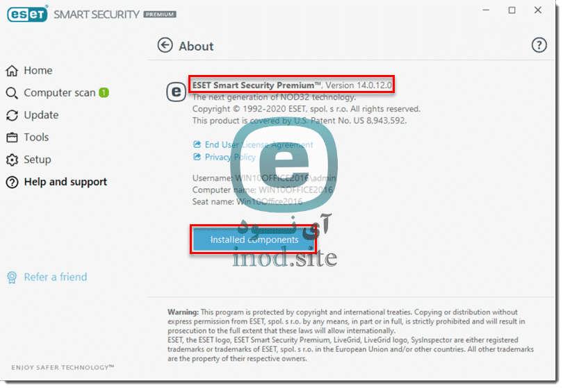 دسترسی به اطلاعات ماژول آپدیت نود 32