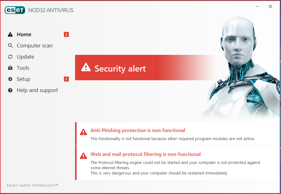 خطا anti-phishing protection is non-functional