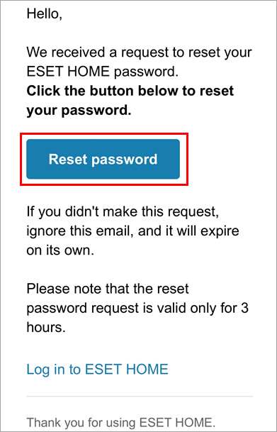 Reset password
