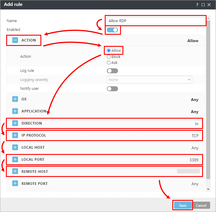 در بخش پروتکل IP ، TCP را انتخاب کنید.