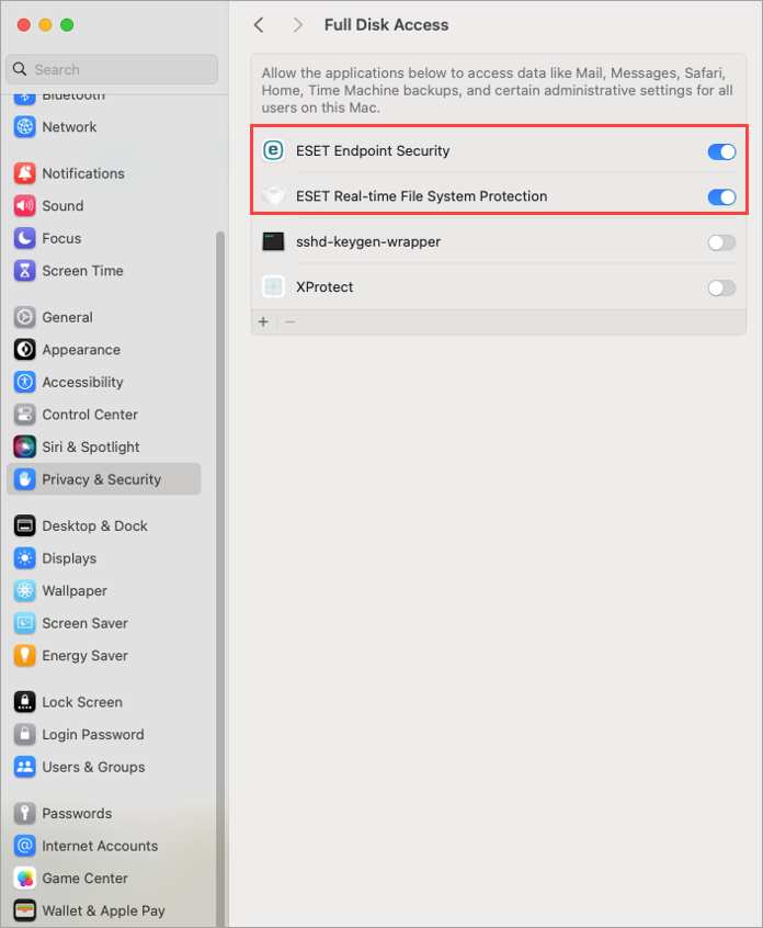 اجازه دسترسی کامل ESET را برای macOS فراهم کنید!