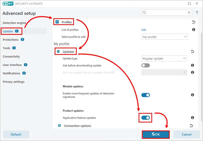 فعال کردن به‌روزرسانی‌های ویژگی‌های برنامه