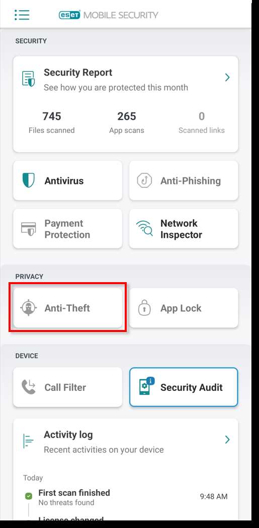 تنظیم محافظت ضد سرقت در ESET Mobile Security برای اندروید!