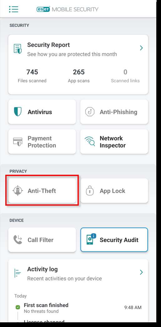 تنظیم محافظت ضد سرقت در ESET Mobile Security برای اندروید!